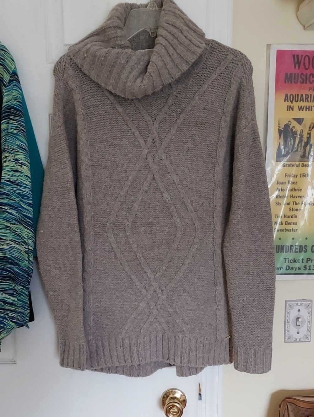 Womens Michael Kors Bulky Turtleneck Sweater Size Small Taupey Grey